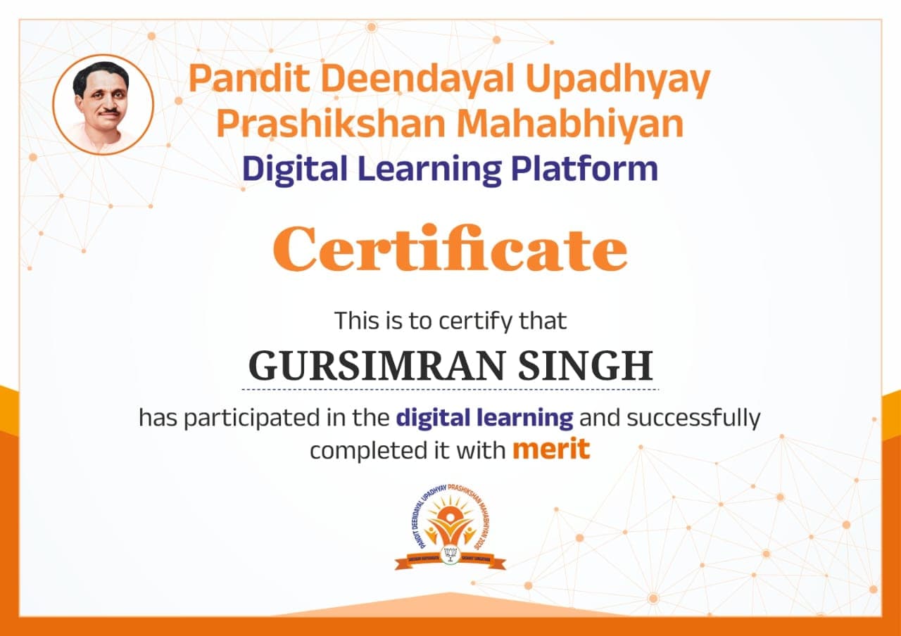Certificate: Gursimran Singh