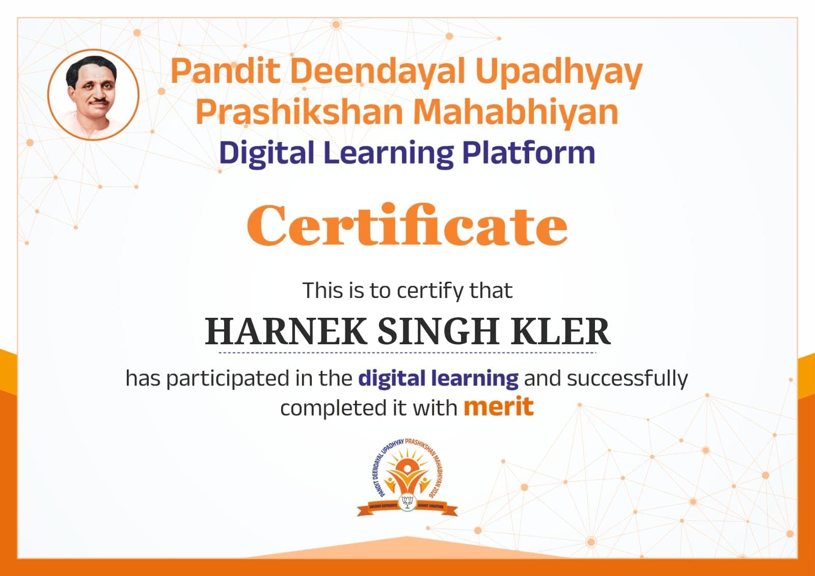 Certificate: Harnek Singh KLER