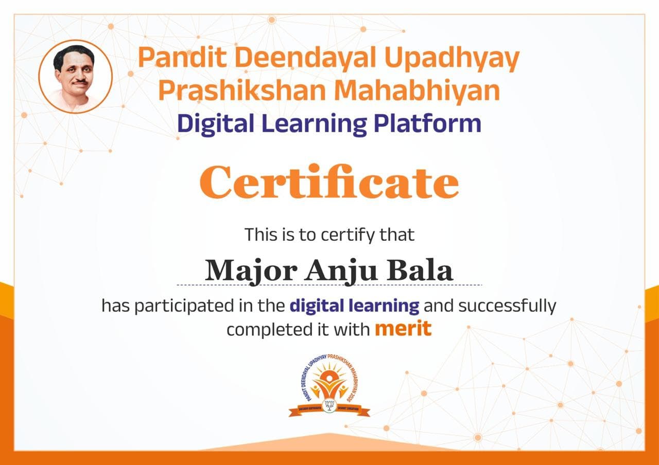Certificate: Major Anju Certificate