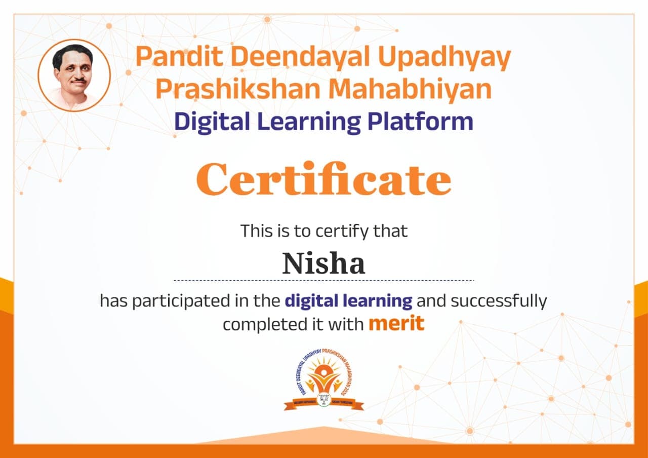 Certificate: Nisha