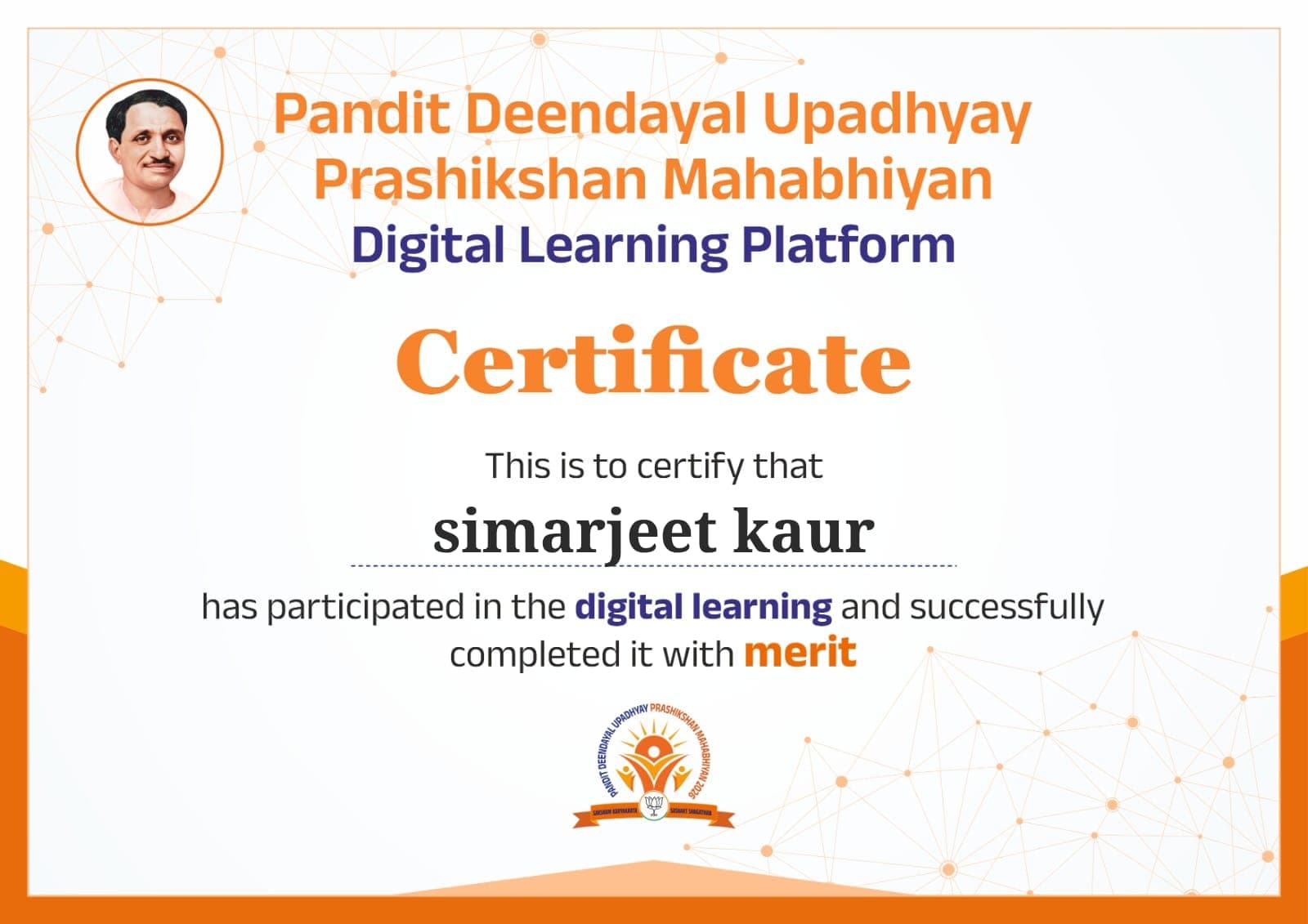 Certificate: Simarjeet Kaur