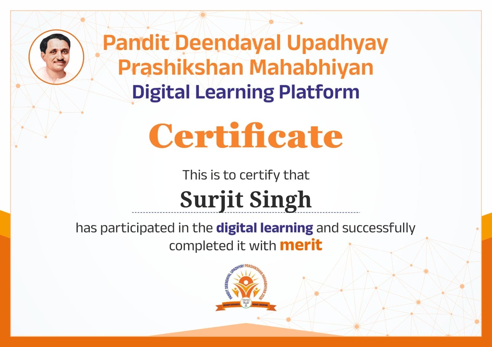 Certificate: Surjit Singh