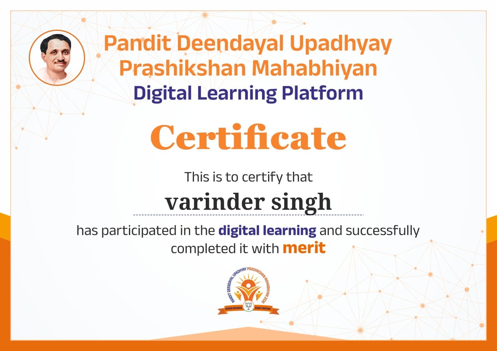 Certificate: Varinder Singh